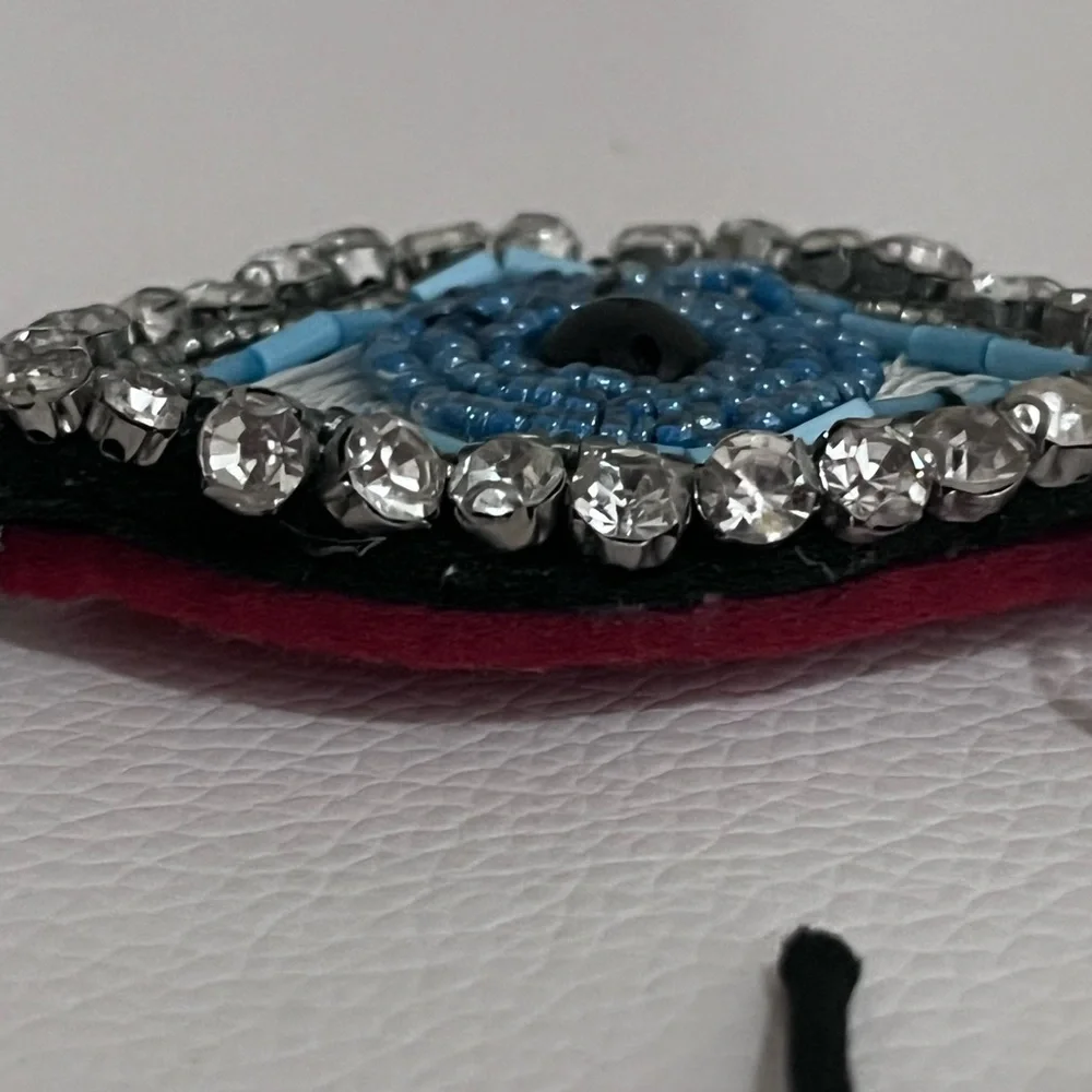 Picasso / Dali Style Blue Beaded Rhinestone EVIL EYE Threaded / Beaded Bracelet - Picture 9 of 9